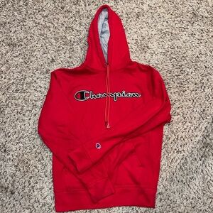 Red champion hoodie